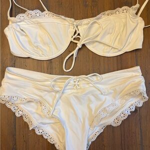 Frankie's Bikinis Cream Lace Bikini Set